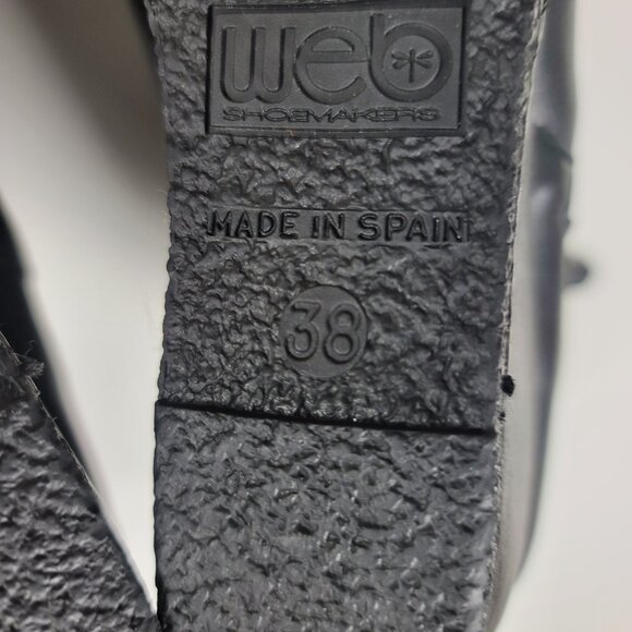 Lola Miller Black Leather Wedged Ankle Boots Zip Womens 7.5 - Picture 10 of 10